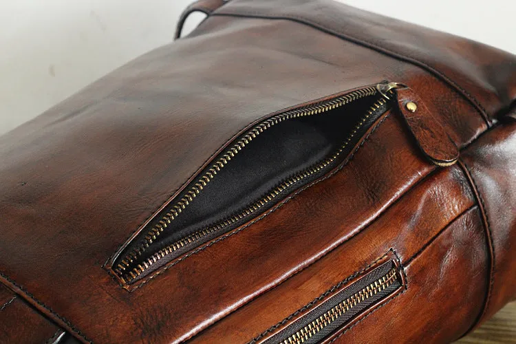 Vintage Womens Medium Brown Leather Backpack Bag Purse Cool Backpacks for Women
