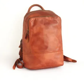 Vintage Womens Medium Brown Leather Backpack Bag Purse Cool Backpacks for Women