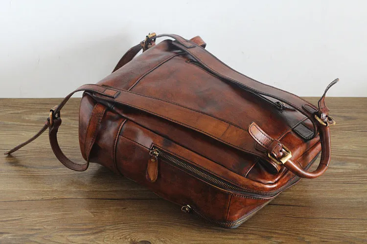 Vintage Womens Medium Brown Leather Backpack Bag Purse Cool Backpacks for Women