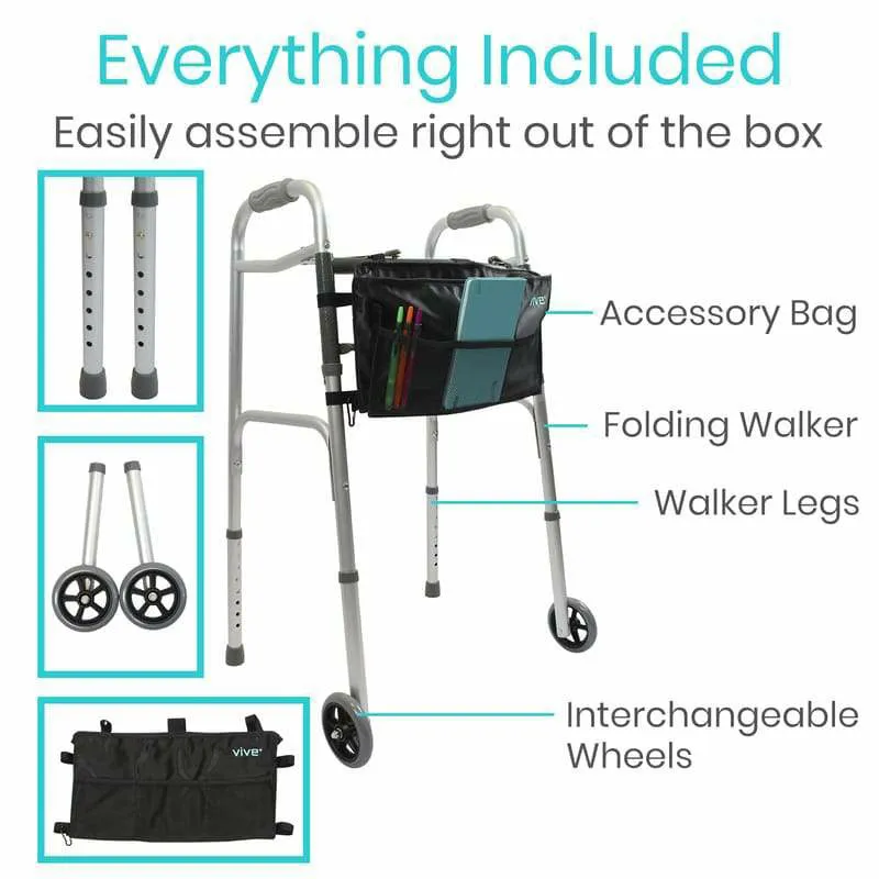 Vive Health Mobility Folding Walker - Black