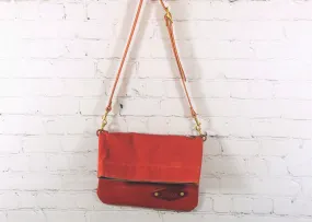 Waxed Canvas Fold Over Crossbody, Orange