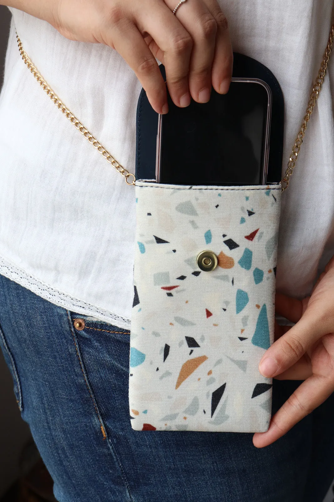 White Fire Phone Bag  - Terazzo