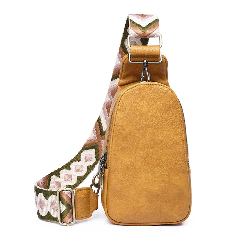 Women Chest Bag Sling Bag Small Crossbody PU Leather Satchel Daypack Shoulder Backpack for Traveling Hiking