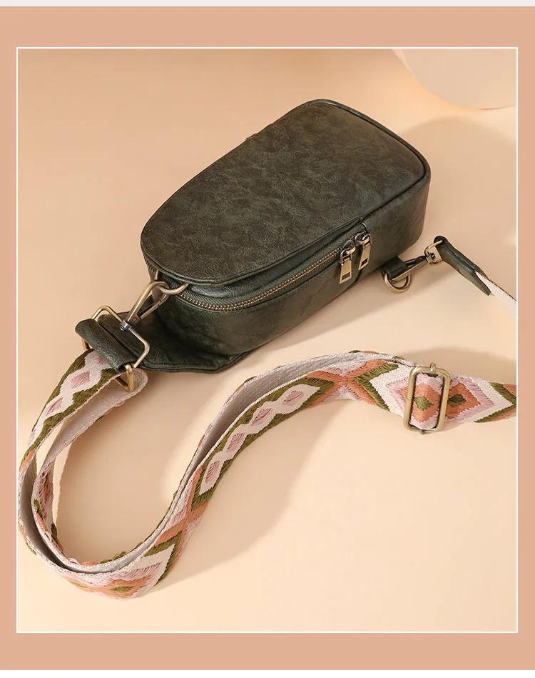 Women Chest Bag Sling Bag Small Crossbody PU Leather Satchel Daypack Shoulder Backpack for Traveling Hiking