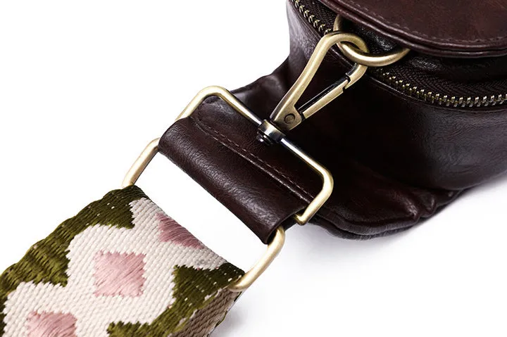 Women Chest Bag Sling Bag Small Crossbody PU Leather Satchel Daypack Shoulder Backpack for Traveling Hiking