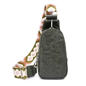 Women Chest Bag Sling Bag Small Crossbody PU Leather Satchel Daypack Shoulder Backpack for Traveling Hiking